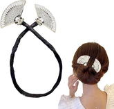 12 Pc Rhinestone Fan-Shaped Elegant Hair Curler - Lazy Twist Bun Maker and Shaper for Effortless Hair Styling